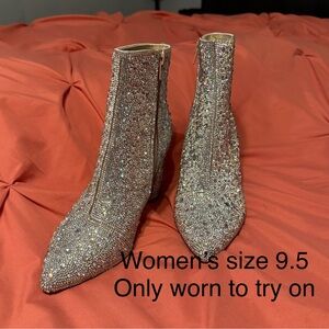 Betsey Johnson Glittering Silver Ankle Booties